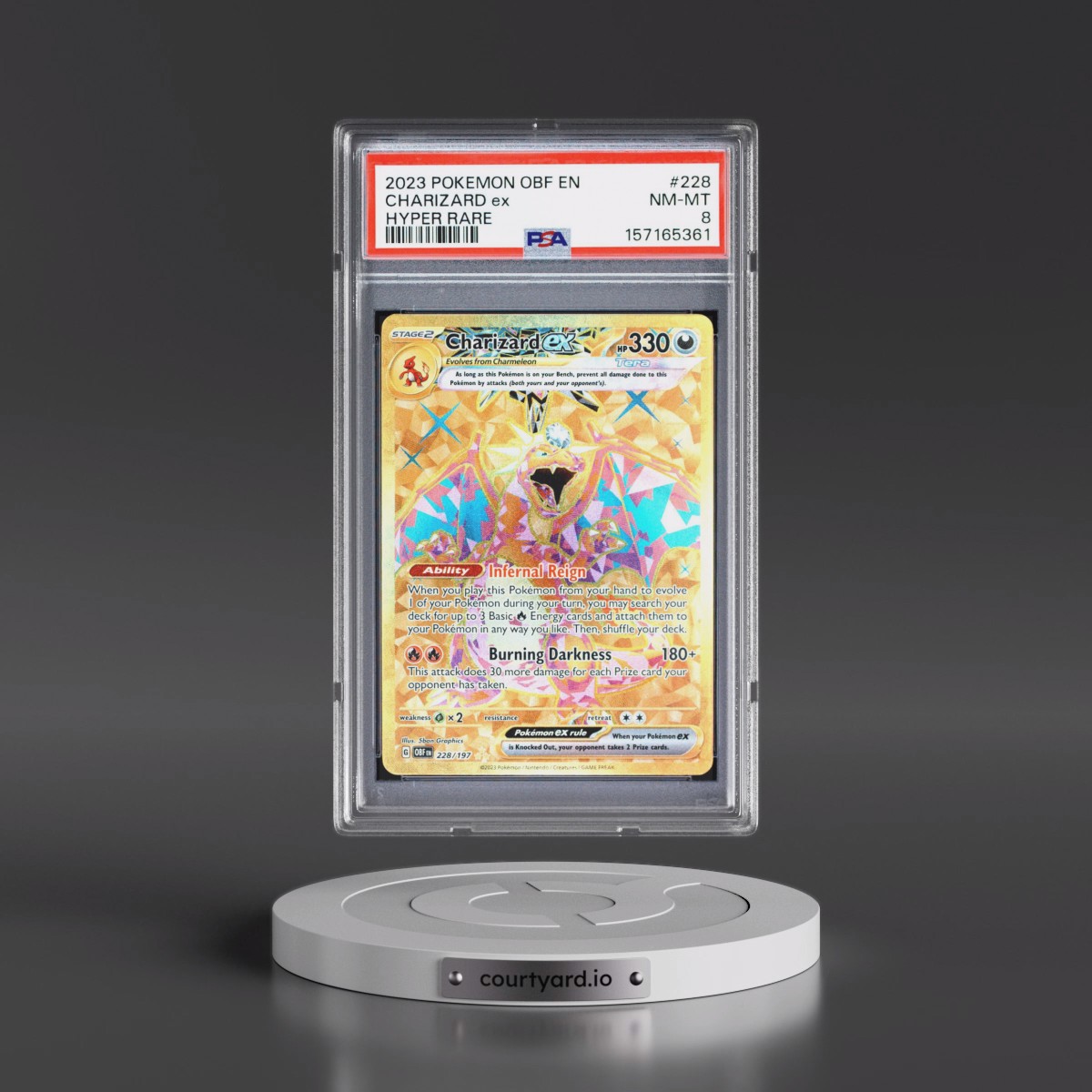 2023 Pokémon Obf EN-Obsidian Flames #228 Charizard EX - Holo Hyper Rare (PSA 8 NM-MT)