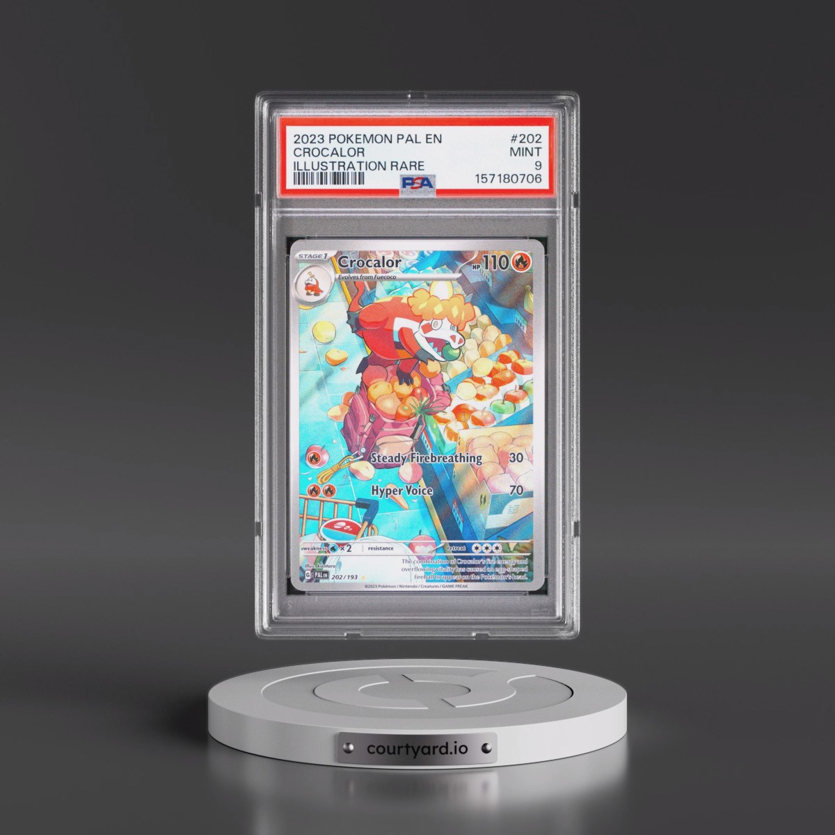 2023 Pokémon Pal EN-Paldea Evolved #202 Crocalor - Illustration Rare (PSA 9 MINT)