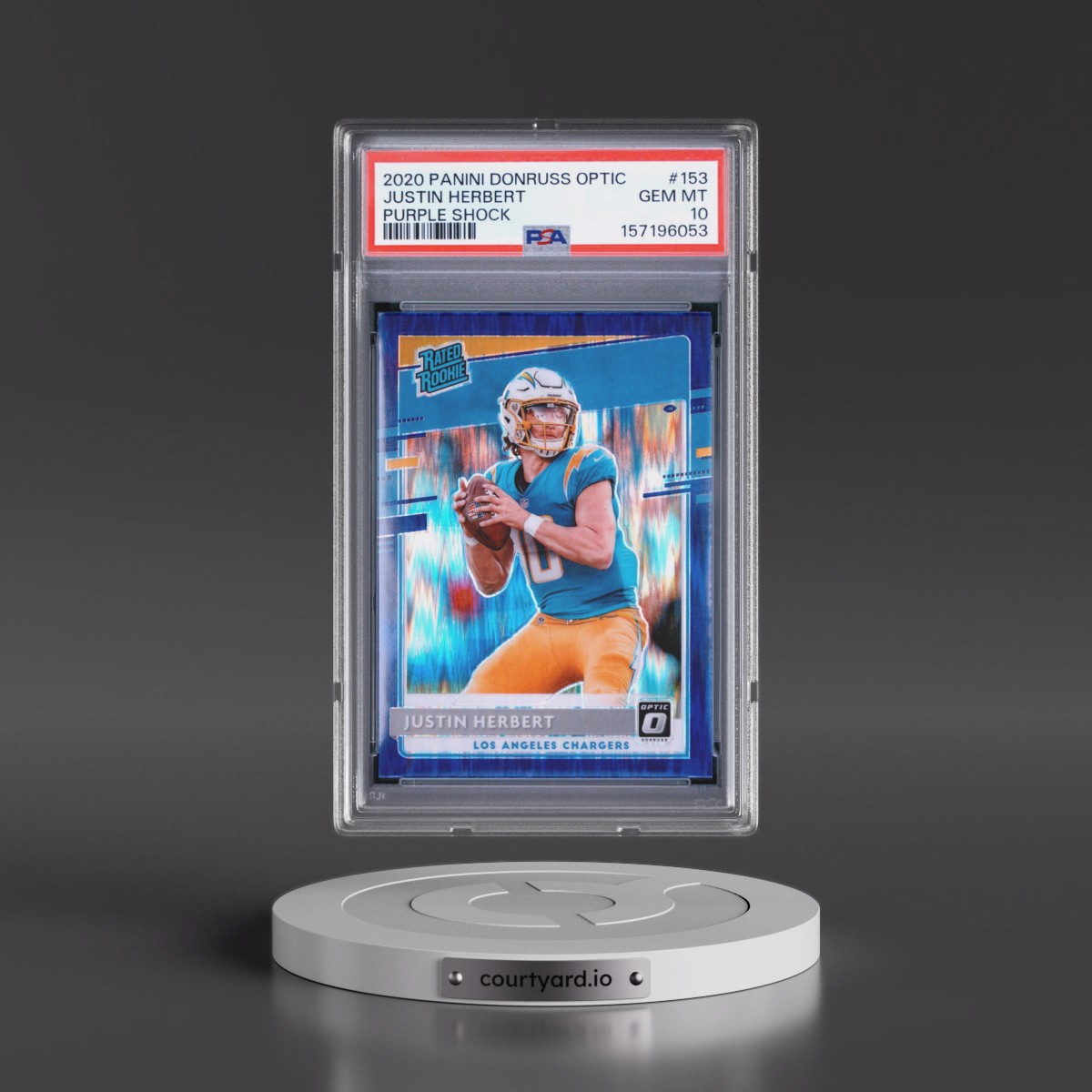 2020 Panini Donruss Optic #153 Justin Herbert - Purple Shock (PSA 10 GEM MINT)