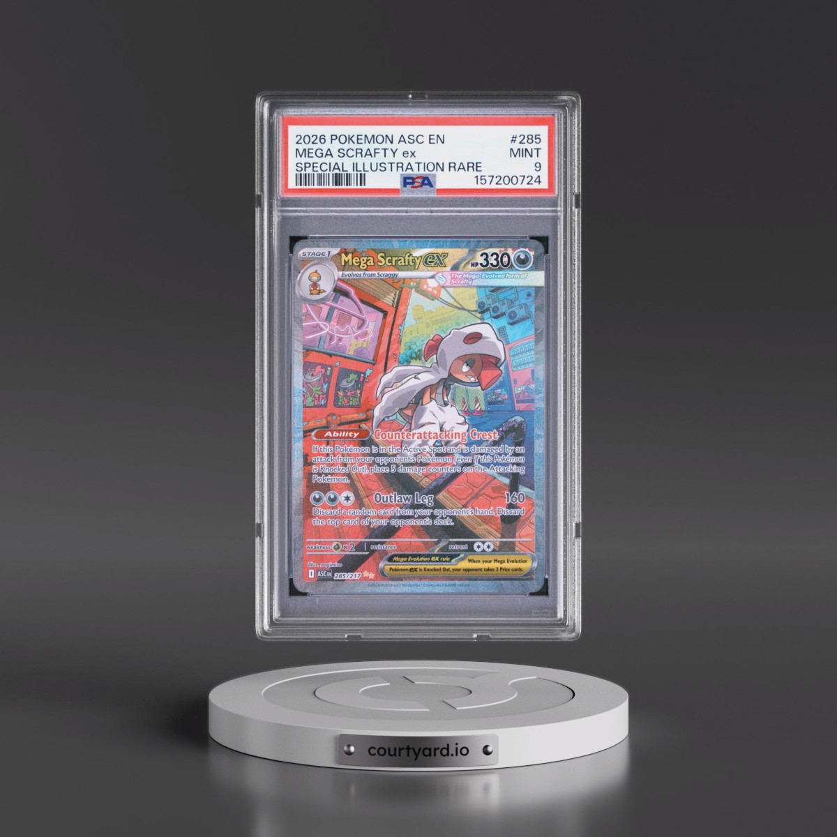 2026 Pokémon Asc EN-Ascended Heroes #285 Mega Scrafty EX - Holo Special Illustration Rare (PSA 9 MINT)