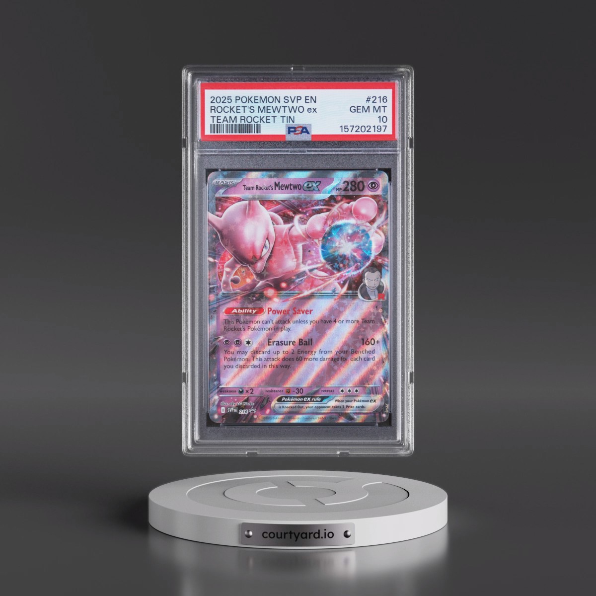 2025 Pokémon Svp EN-SV Black Star Promo #216 Team Rocket's Mewtwo EX - Holo Team Rocket Tin (PSA 10 GEM MINT)