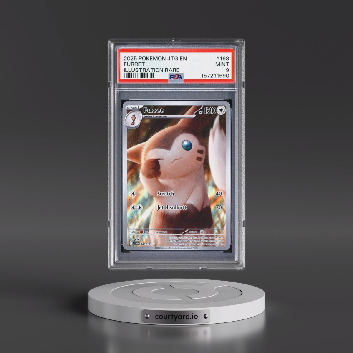 2025 Pokémon Jtg EN-Journey Together #168 Furret - Illustration Rare (PSA 9 MINT)