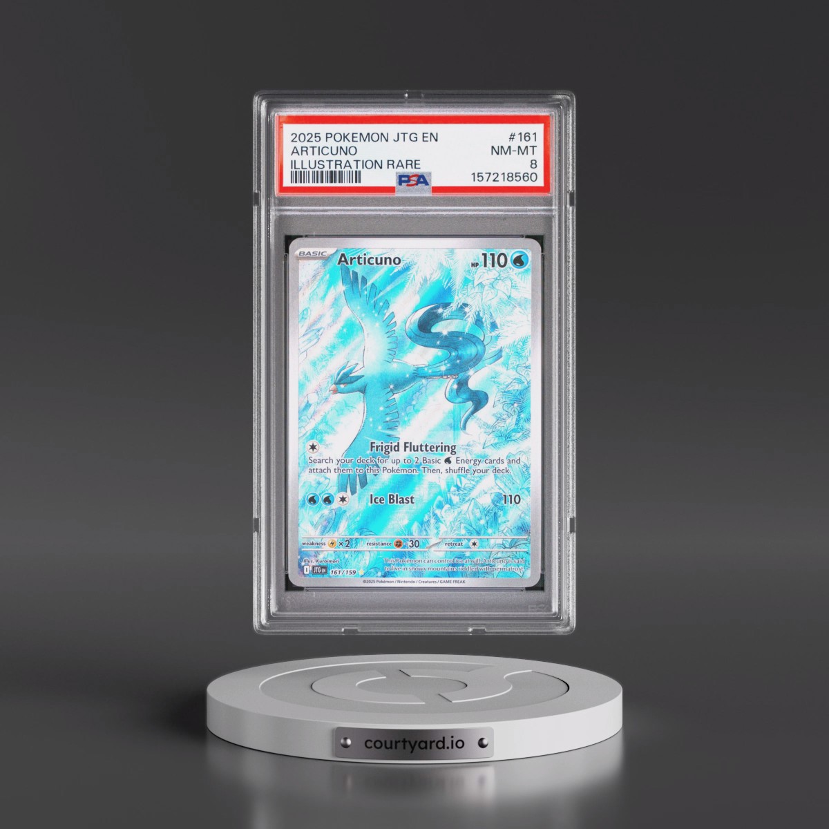 2025 Pokémon Jtg EN-Journey Together #161 Articuno - Illustration Rare (PSA 8 NM-MT)