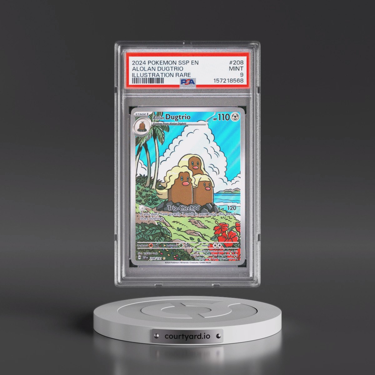 2024 Pokémon Ssp EN-Surging Sparks #208 Alolan Dugtrio - Illustration Rare (PSA 9 MINT)