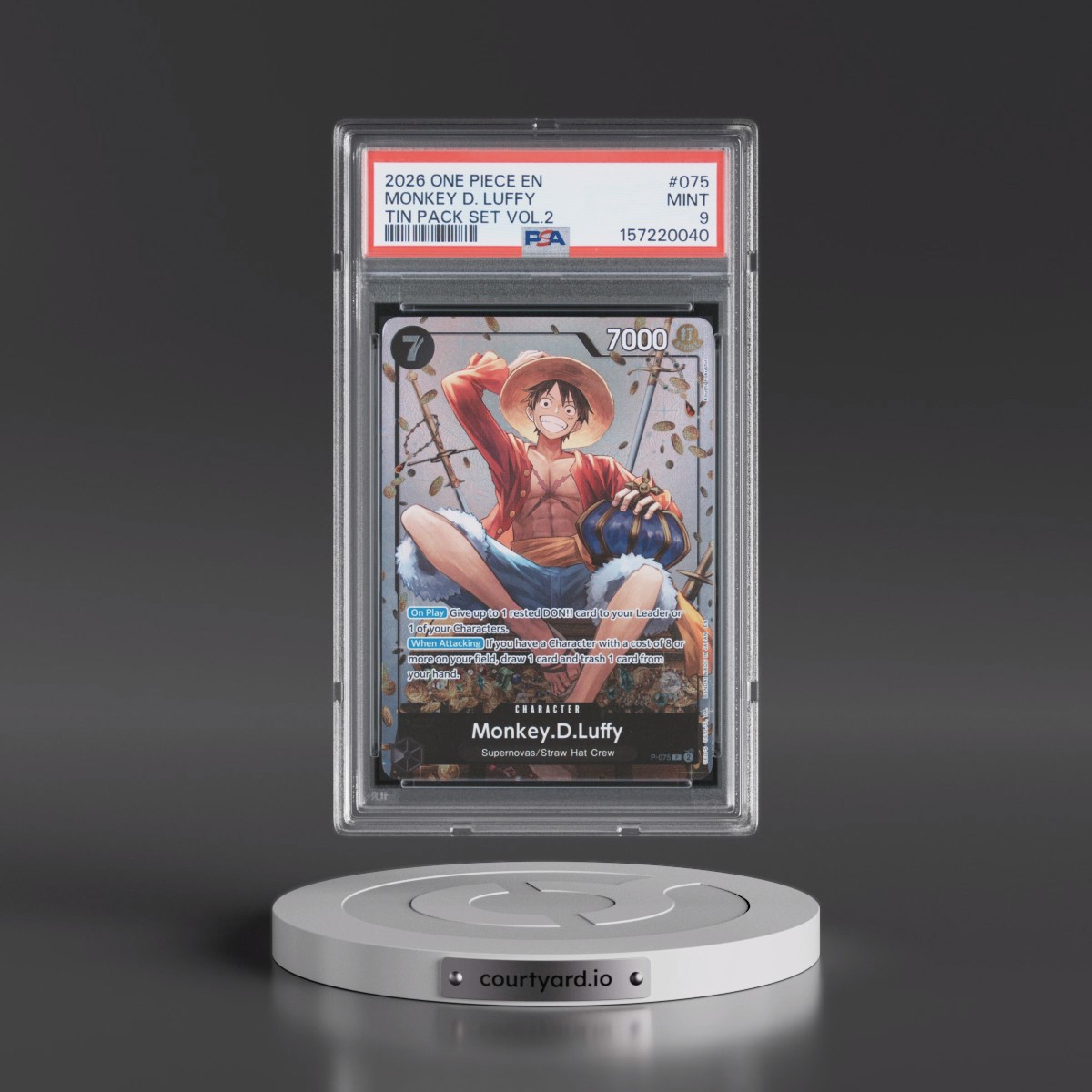 2026 One Piece Promos #075 Monkey D. Luffy - Tin Pack Set Vol.2 (PSA 9 MINT)