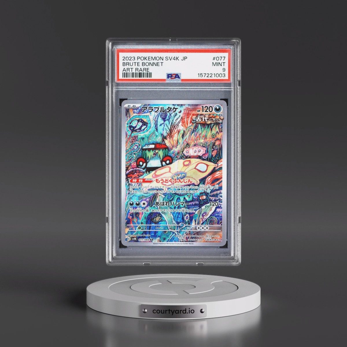2023 Pokémon Sv4k-Ancient Roar #077 Brute Bonnet - Art Rare (PSA 9 MINT)