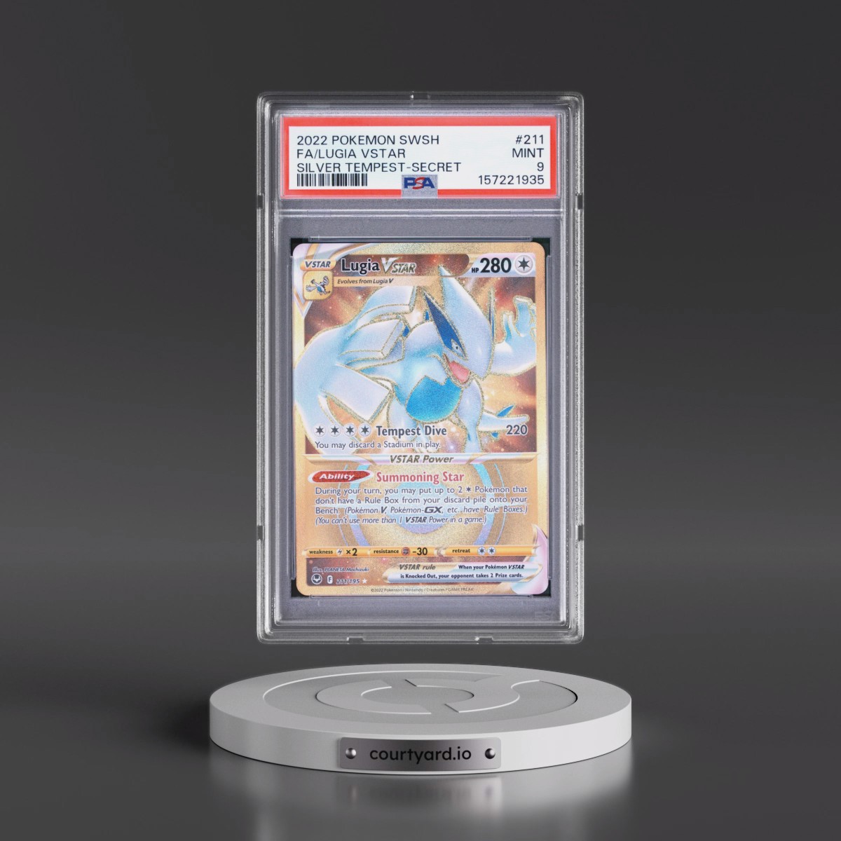2022 Pokémon Sword & Shield Silver Tempest #211 Lugia Vstar - Full Art Secret (PSA 9 MINT)
