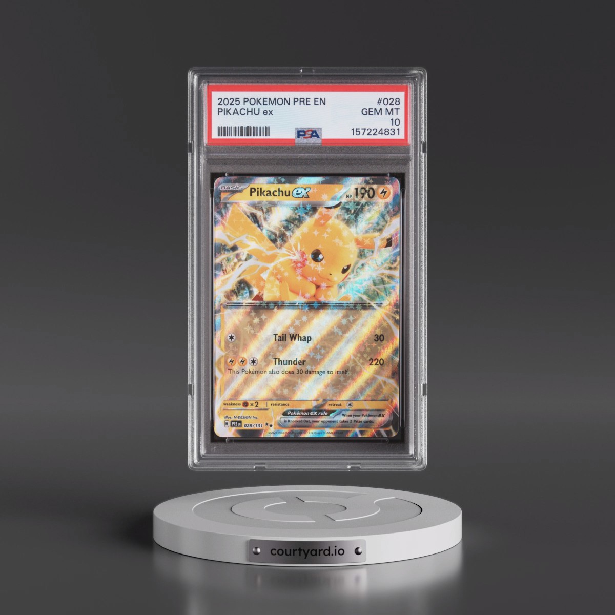 2025 Pokémon Pre EN-Prismatic Evolutions #028 Pikachu EX - Holo (PSA 10 GEM MINT)