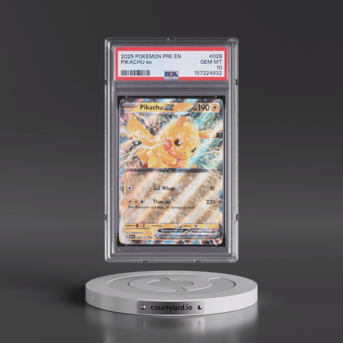 2025 Pokémon Pre EN-Prismatic Evolutions #028 Pikachu EX - Holo (PSA 10 GEM MINT)