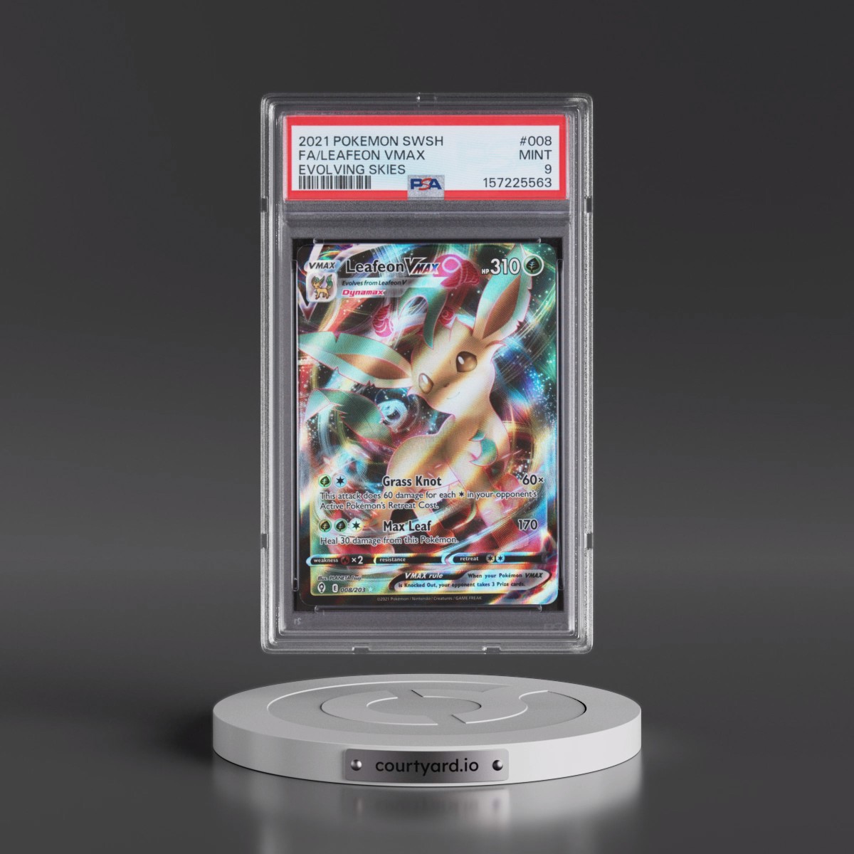 2021 Pokémon Sword & Shield Evolving Skies #008 Leafeon Vmax - Full Art (PSA 9 MINT)