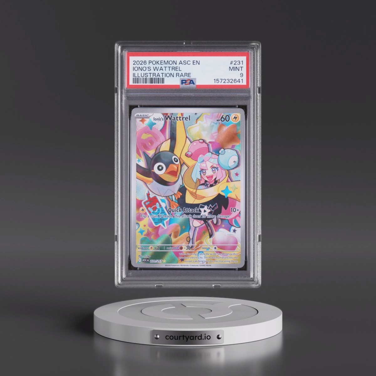 2026 Pokémon Asc EN-Ascended Heroes #231 Iono's Wattrel - Illustration Rare (PSA 9 MINT)