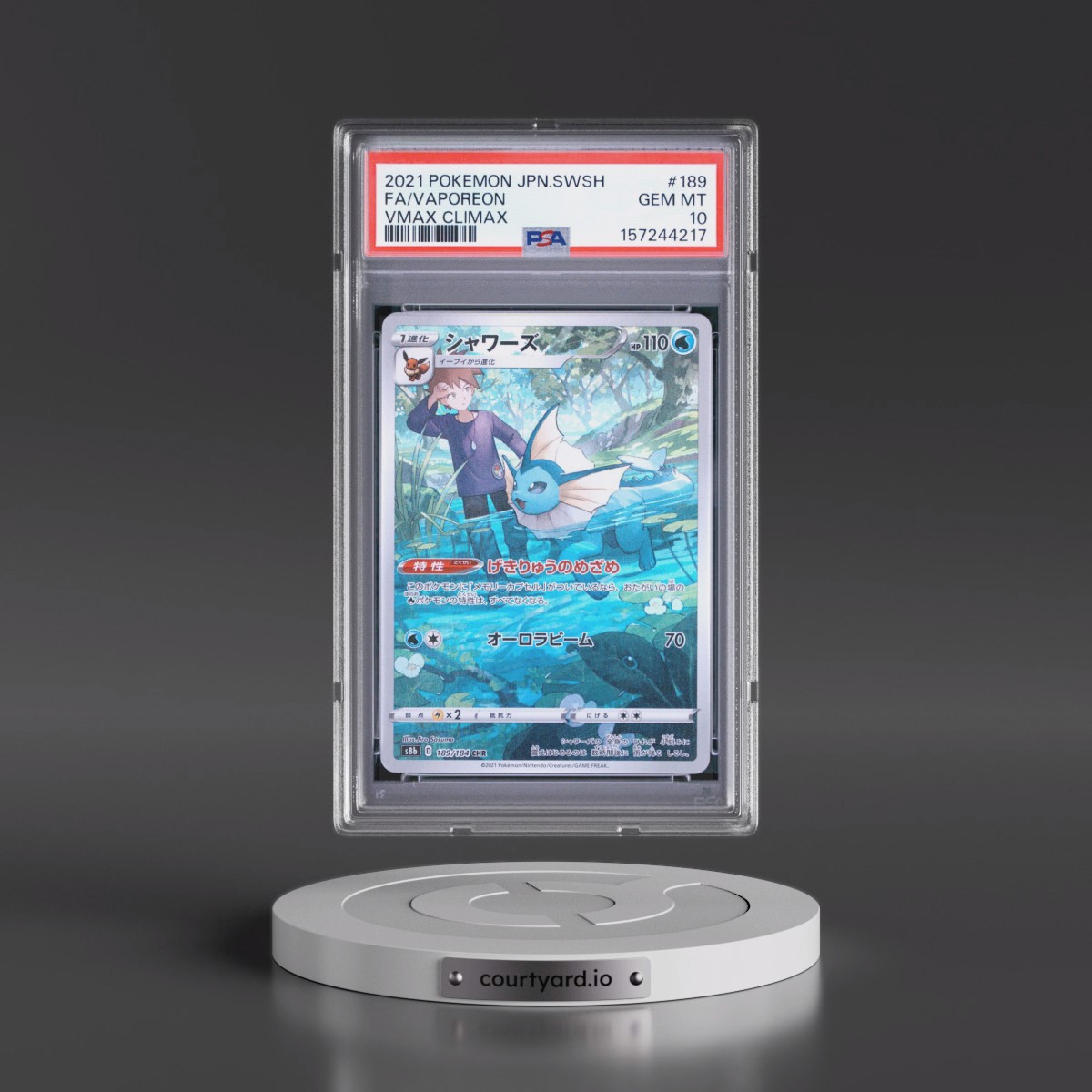 2021 Pokémon Sword & Shield Vmax Climax #189 Vaporeon - Full Art (PSA 10 GEM MINT)