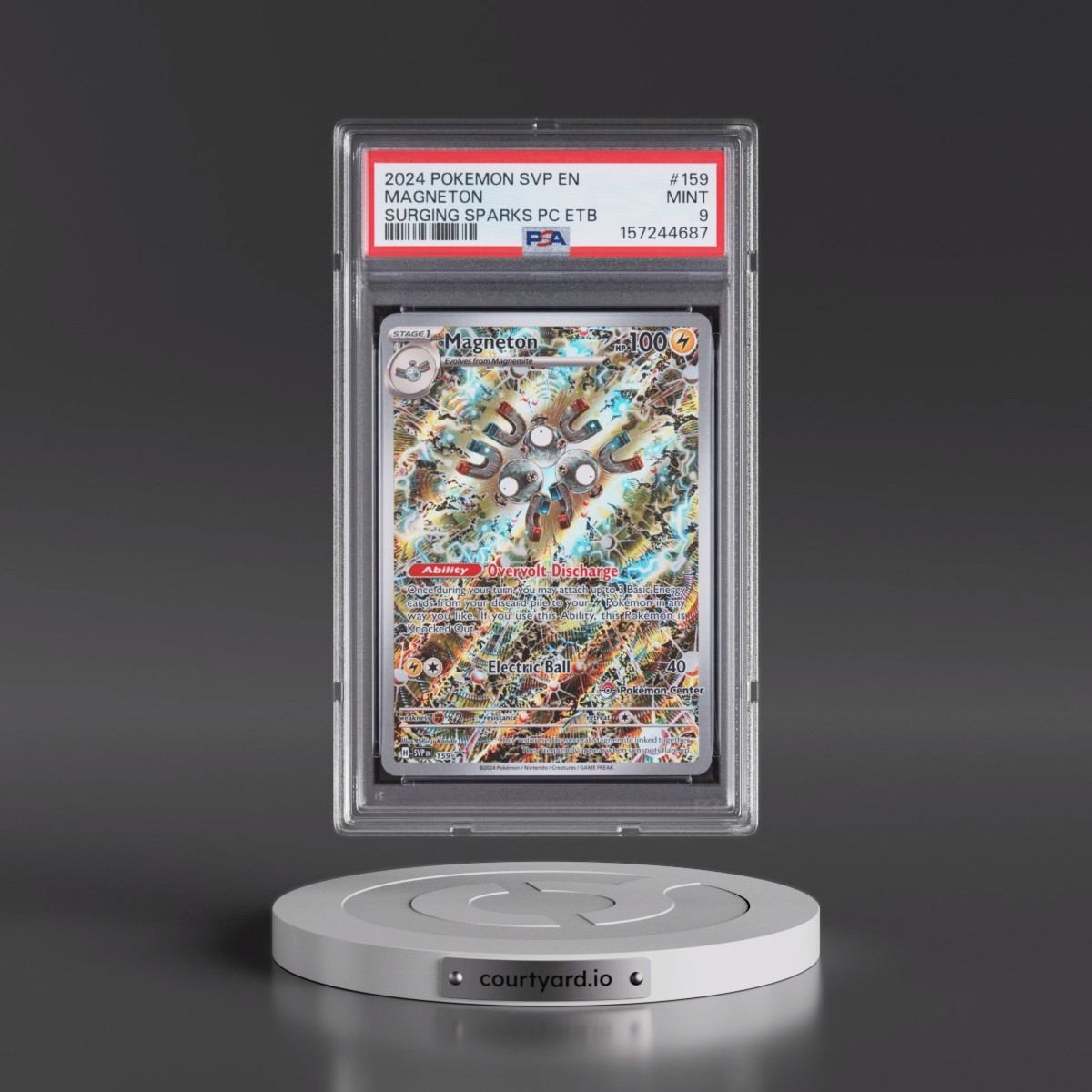 2024 Pokémon Svp EN-SV Black Star Promo #159 Magneton - Surging Sparks Pokemon Center Elite Trainer Box (PSA 9 MINT)
