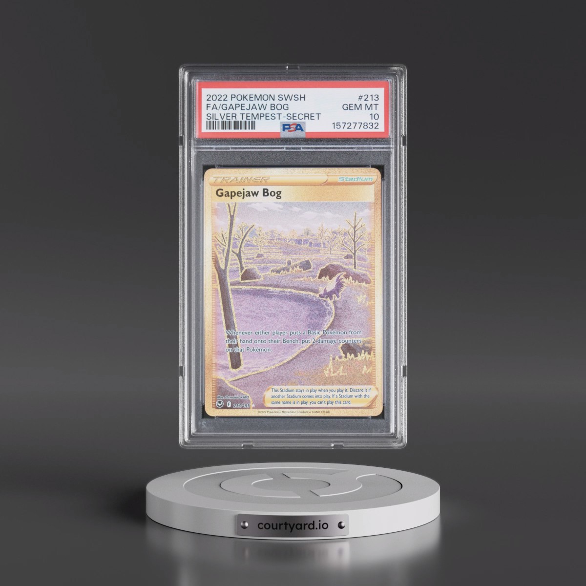 2022 Pokémon Sword & Shield Silver Tempest #213 Gapejaw Bog - Full Art Secret (PSA 10 GEM MINT)