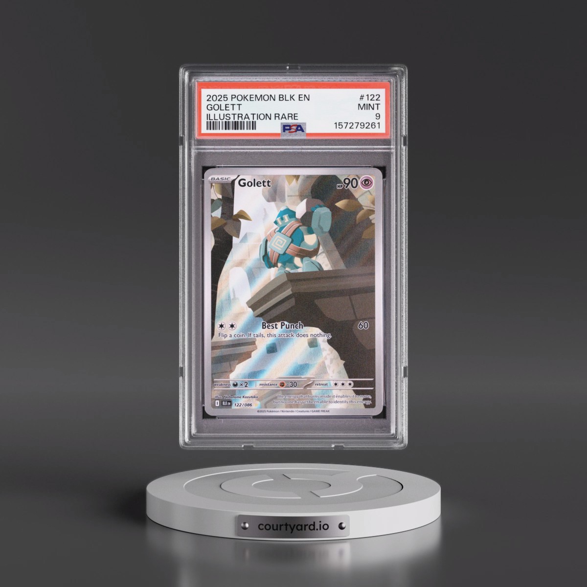 2025 Pokémon Blk EN-Black Bolt #122 Golett - Illustration Rare (PSA 9 MINT)