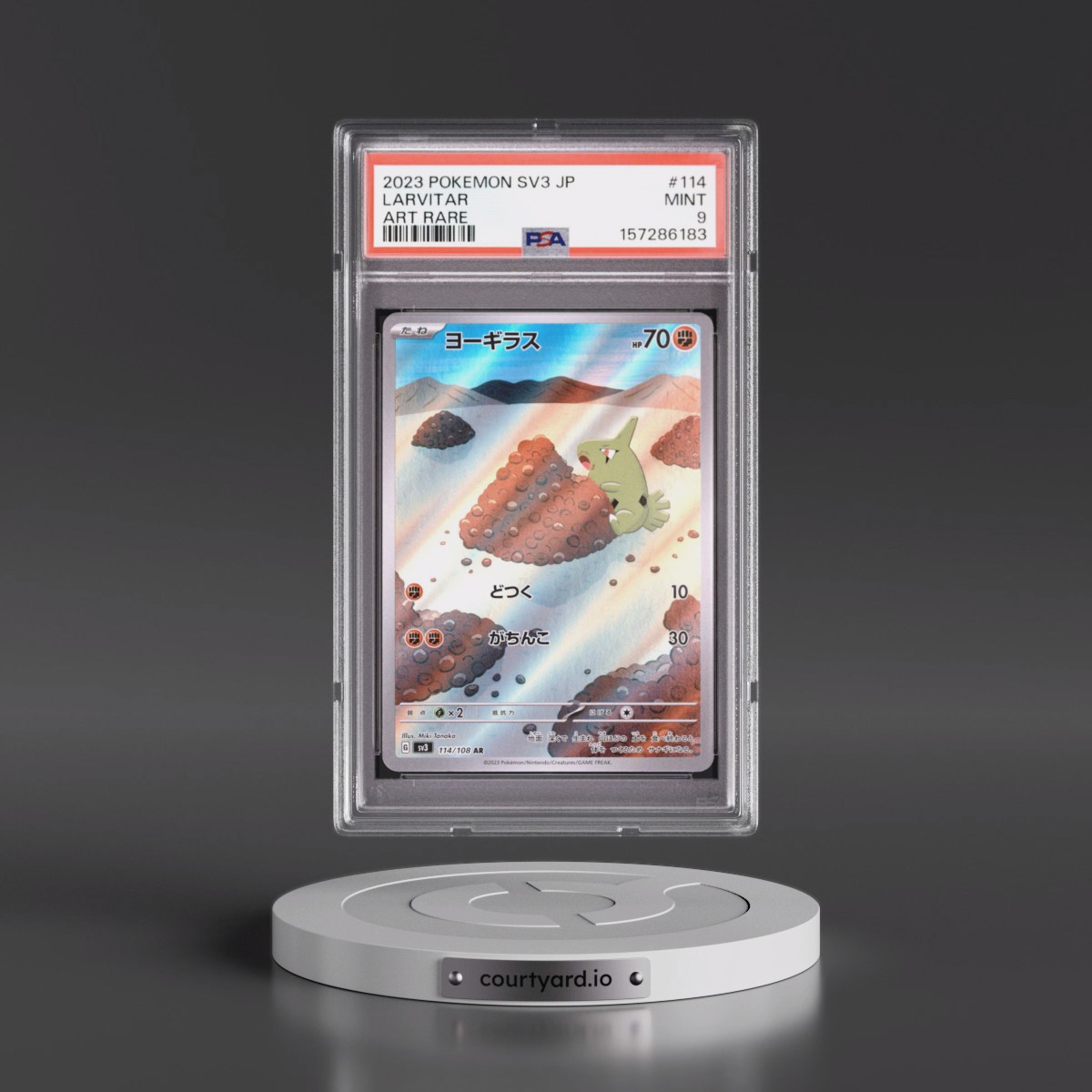2023 Pokémon SV3-Ruler of the Black Flame #114 Larvitar - Art Rare (PSA 9 MINT)