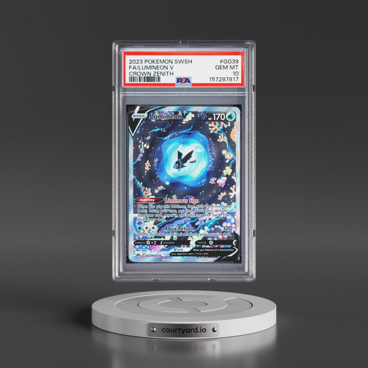 2023 Pokémon Sword and Shield Crown Zenith #GG39 Lumineon V - Holo Full Art (PSA 10 GEM MINT)