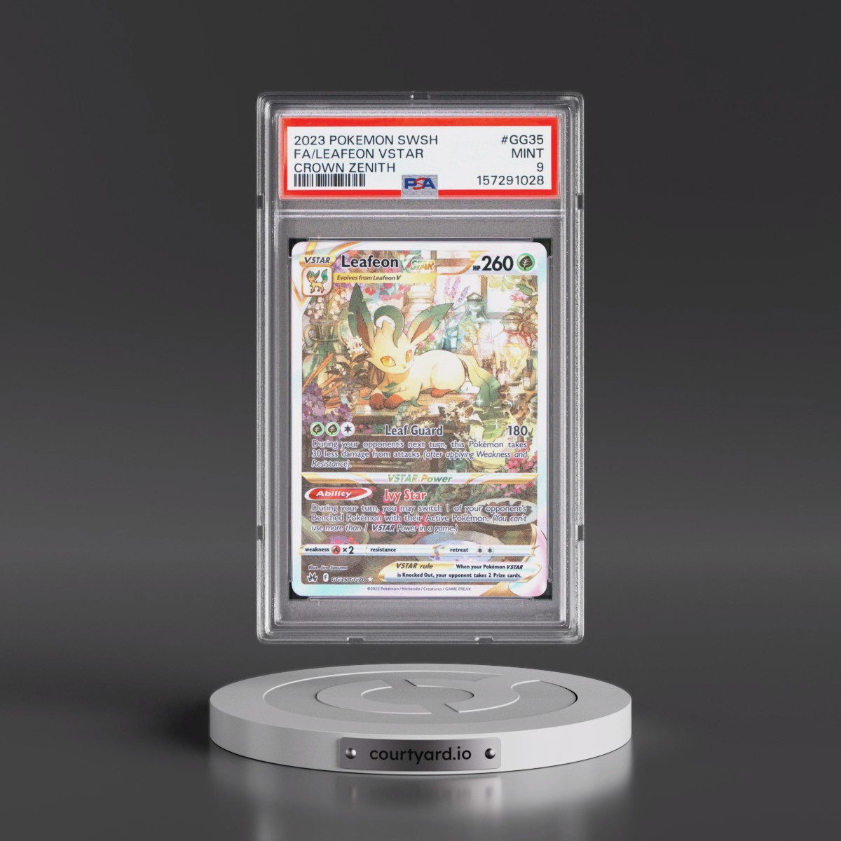 2023 Pokémon Sword and Shield Crown Zenith #GG35 Leafeon Vstar - Full Art (PSA 9 MINT)