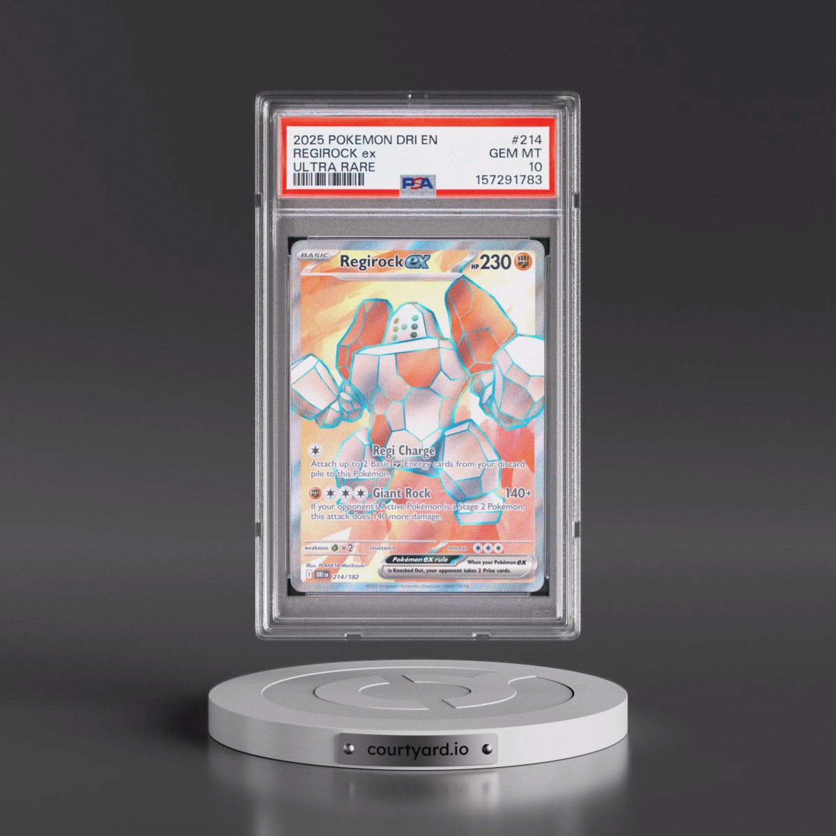 2025 Pokémon Dri EN-Destined Rivals #214 Regirock EX - Holo Ultra Rare (PSA 10 GEM MINT)