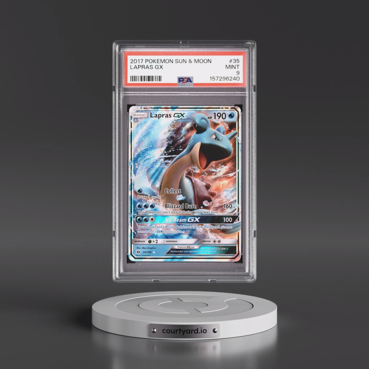 2017 Pokémon Sun & Moon #35 Lapras GX - Holo (PSA 9 MINT)