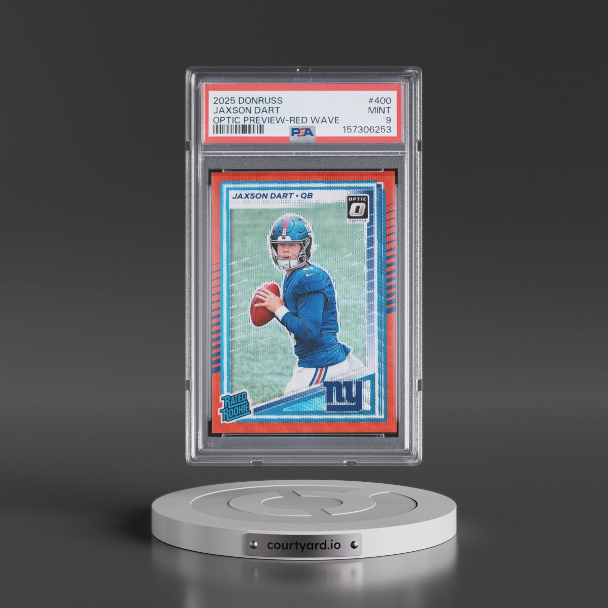 2025 Panini Donruss #400 Jaxson Dart - Optic Preview-Red Wave (PSA 9 MINT)