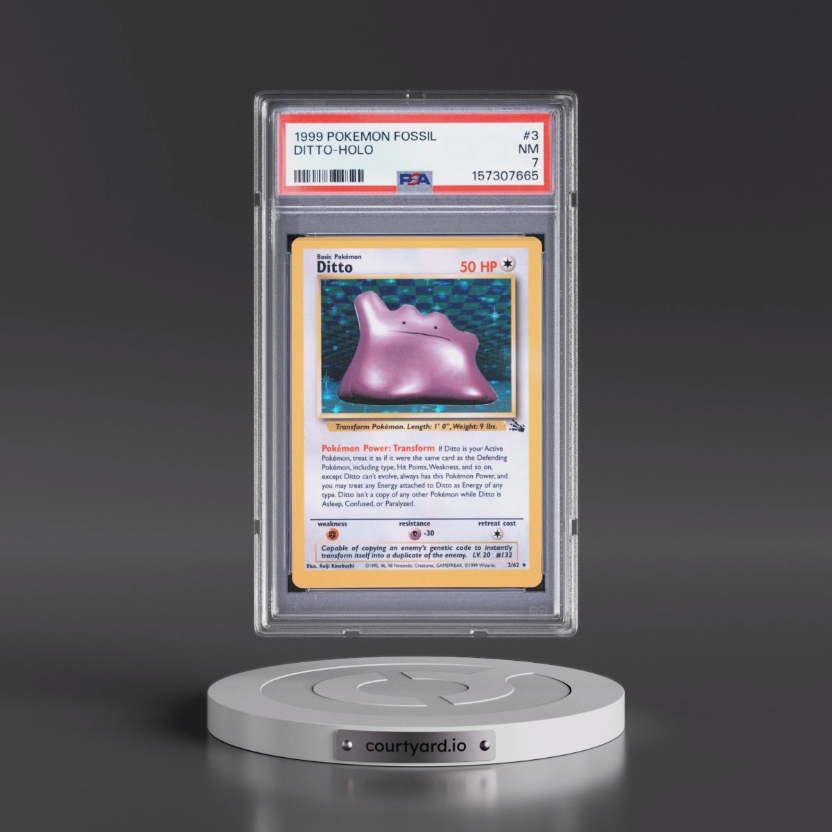 1999 Pokémon Fossil #3 Ditto - Holo (PSA 7 NM)