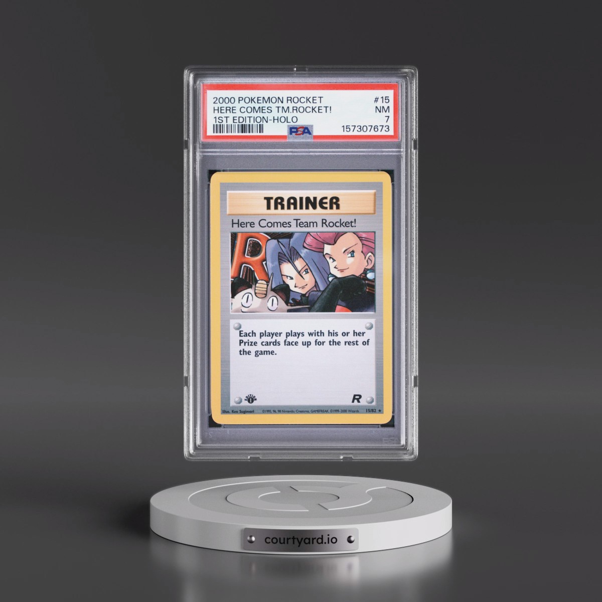 2000 Pokémon Rocket #15 Here Comes Team Rocket! - 1st Edition Holo (PSA 7 NM)