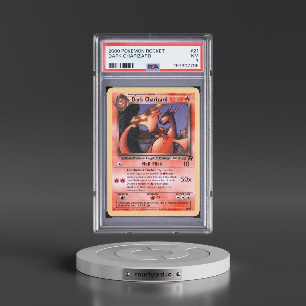 2000 Pokémon Rocket #21 Dark Charizard (PSA 7 NM)