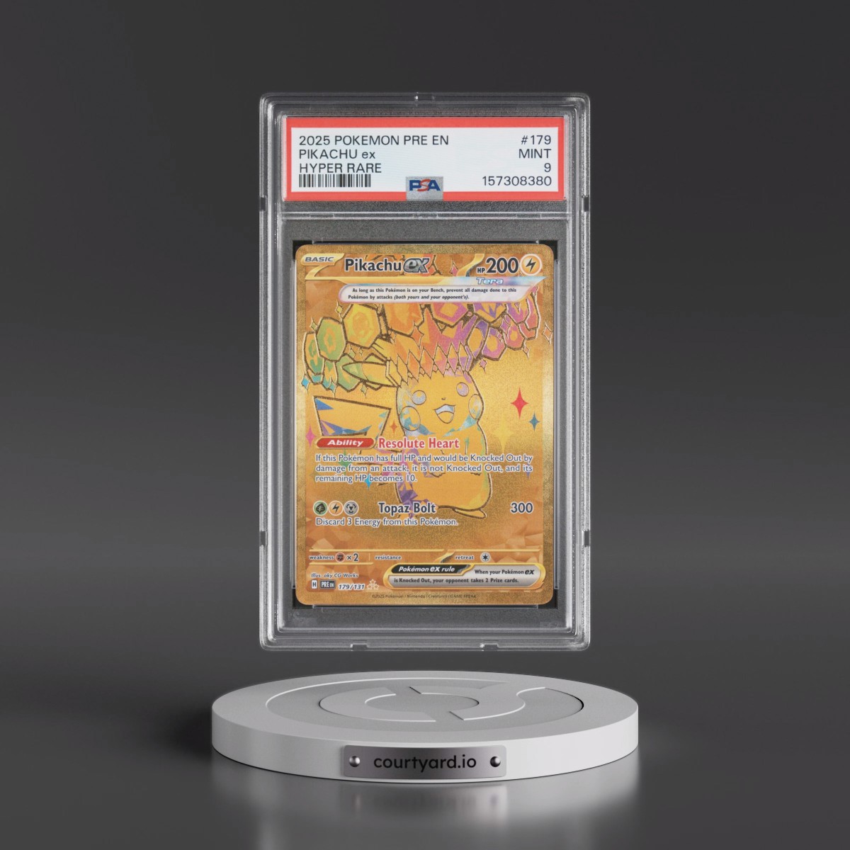 2025 Pokémon Pre EN-Prismatic Evolutions #179 Pikachu EX - Holo Hyper Rare (PSA 9 MINT)