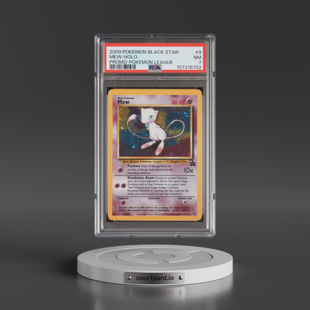 2000 Pokémon Promo Black Star #9 Mew - Holo Pokemon League (PSA 7 NM)