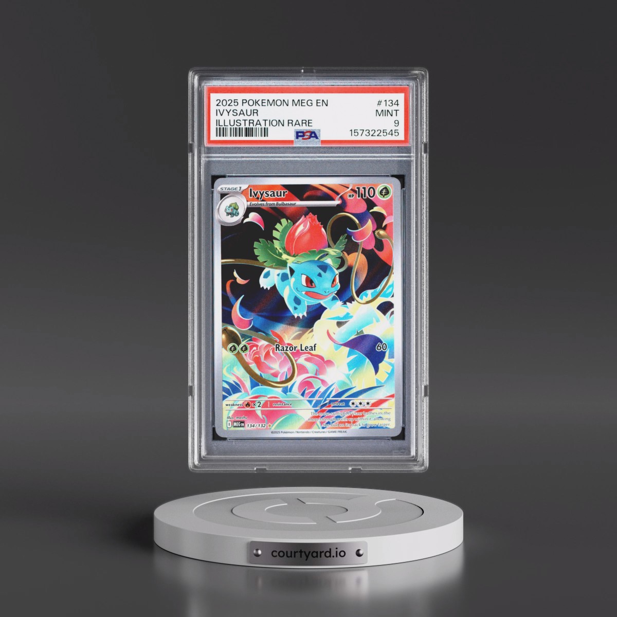 2025 Pokémon Meg EN-Mega Evolution #134 Ivysaur - Illustration Rare (PSA 9 MINT)