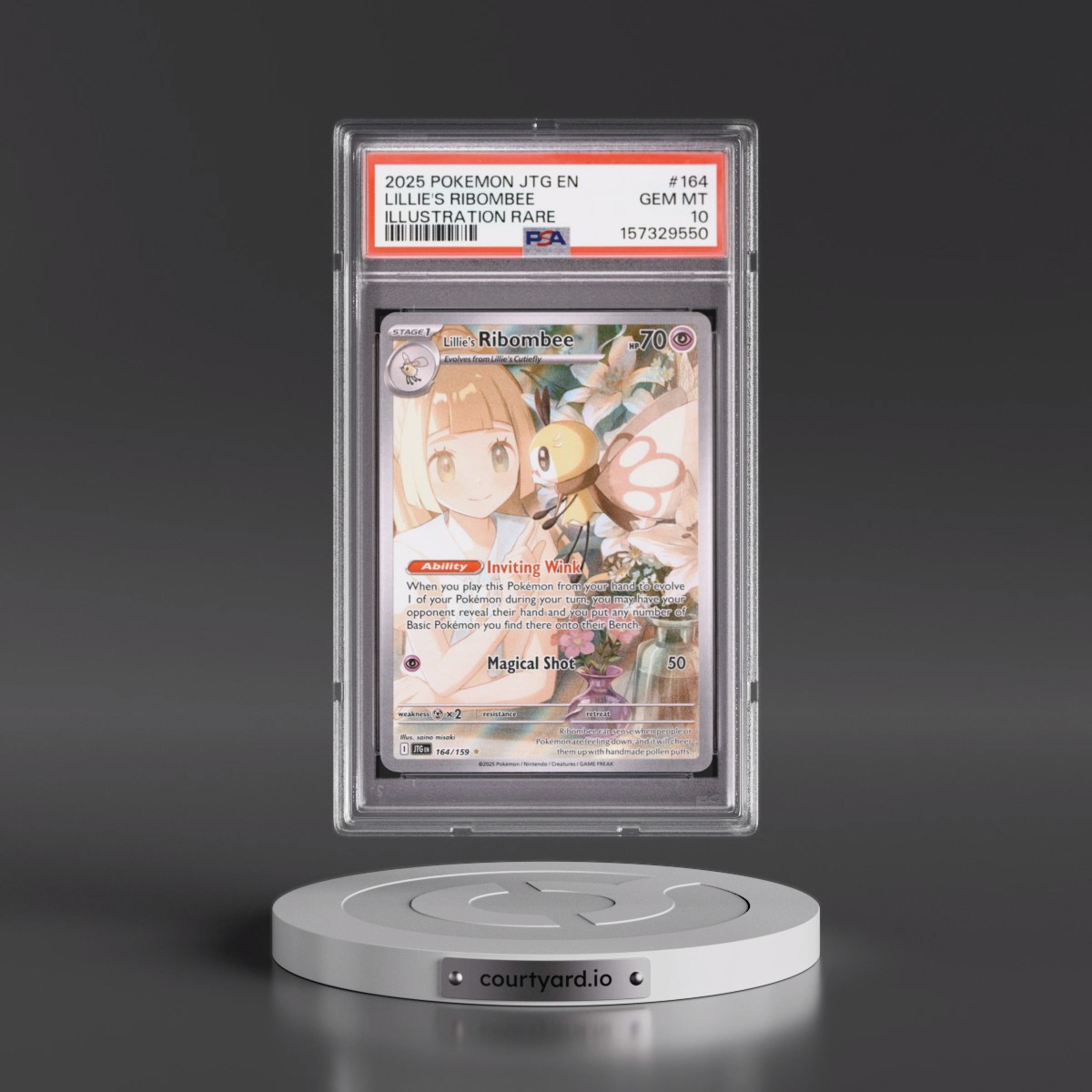 2025 Pokémon Jtg EN-Journey Together #164 Lillie's Ribombee - Illustration Rare (PSA 10 GEM MINT)