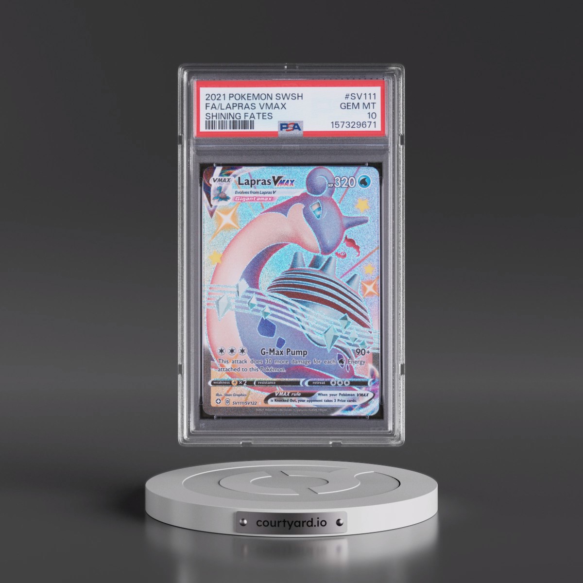 2021 Pokémon Sword & Shield Shining Fates #SV111 Lapras Vmax - Full Art (PSA 10 GEM MINT)