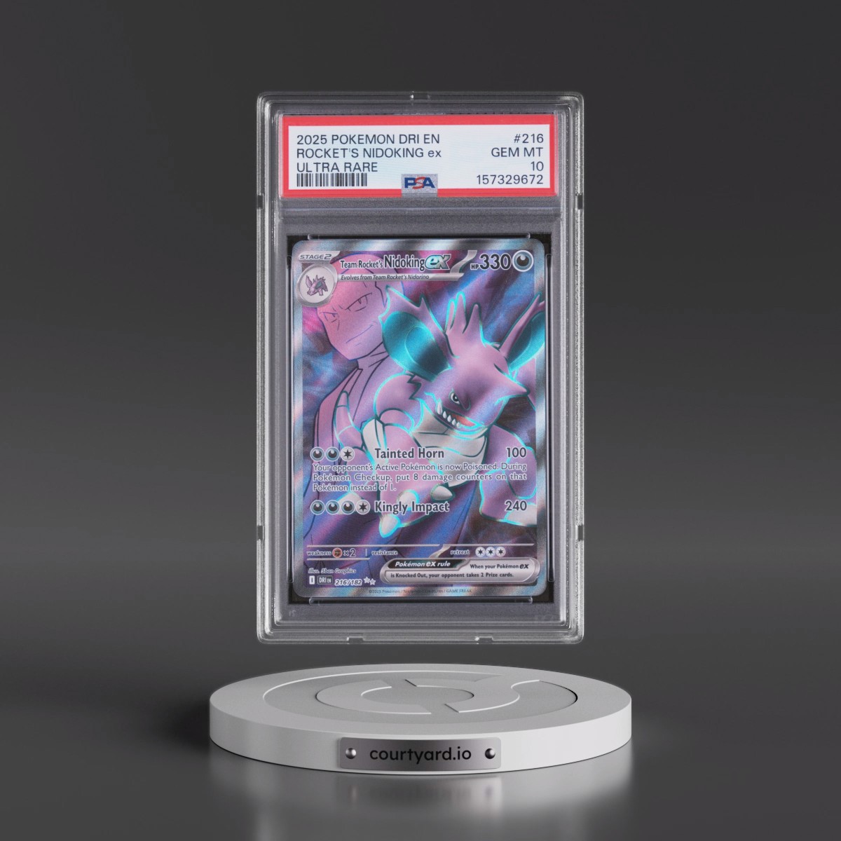 2025 Pokémon Dri EN-Destined Rivals #216 Team Rocket's Nidoking EX - Holo Ultra Rare (PSA 10 GEM MINT)