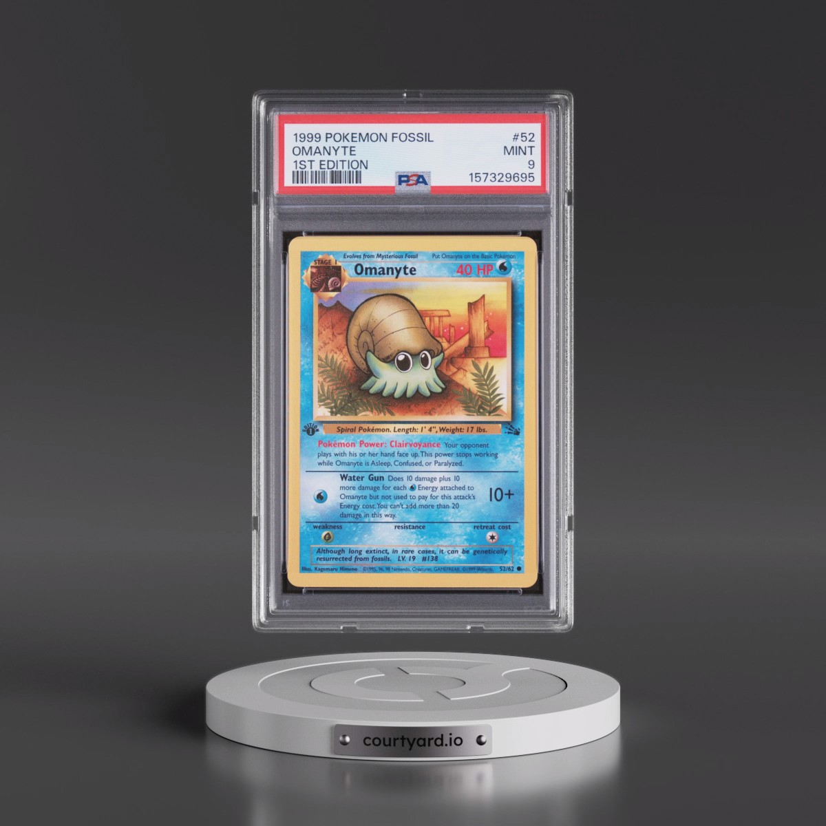 1999 Pokémon Fossil #52 Omanyte - 1st Edition (PSA 9 MINT)