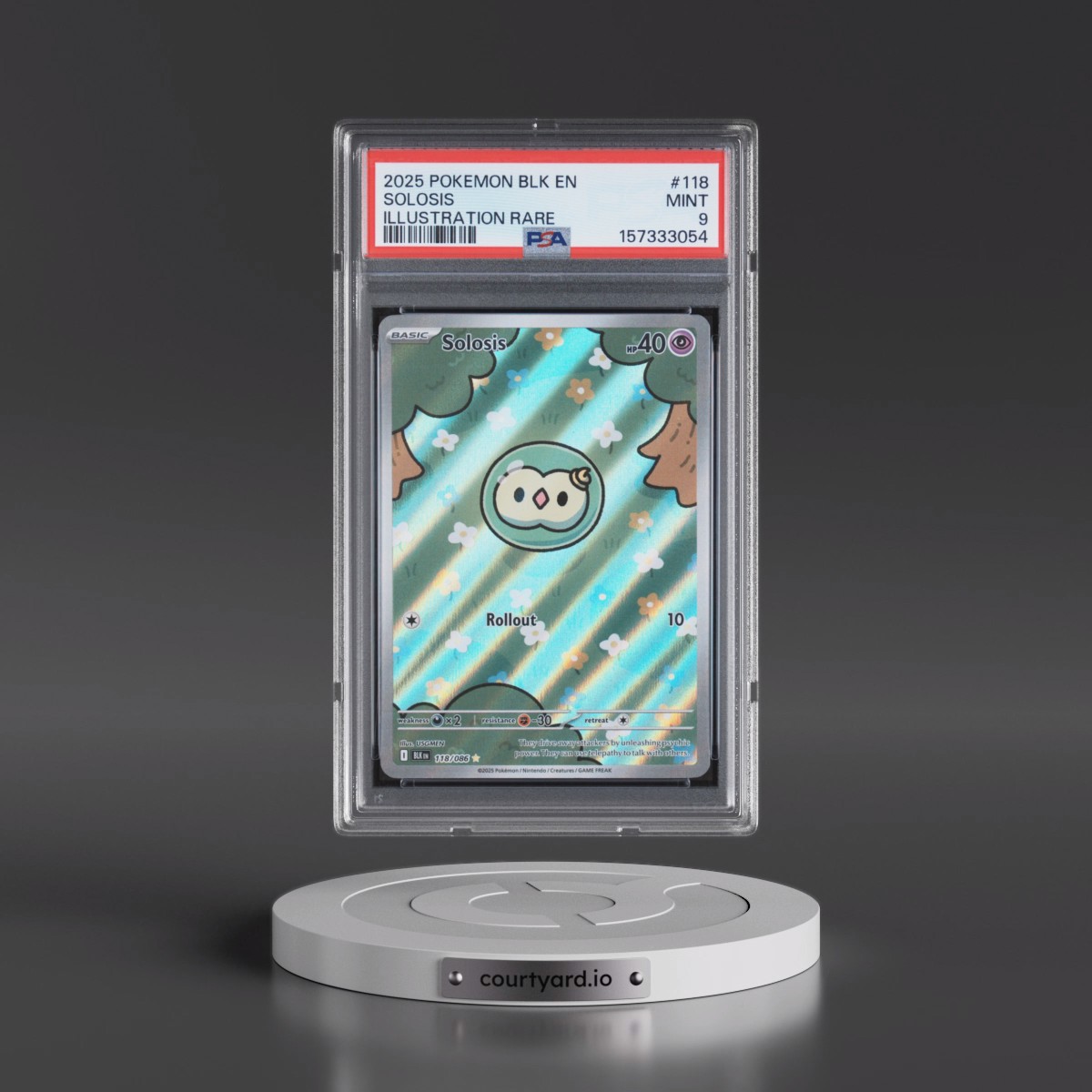 2025 Pokémon Blk EN-Black Bolt #118 Solosis - Illustration Rare (PSA 9 MINT)