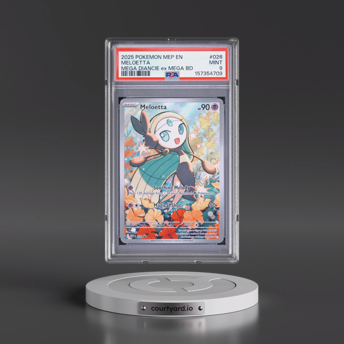 2025 Pokémon Mep EN-Me Black Star Promo #026 Meloetta - Mega Diancie EX Mega Battle Deck (PSA 9 MINT)