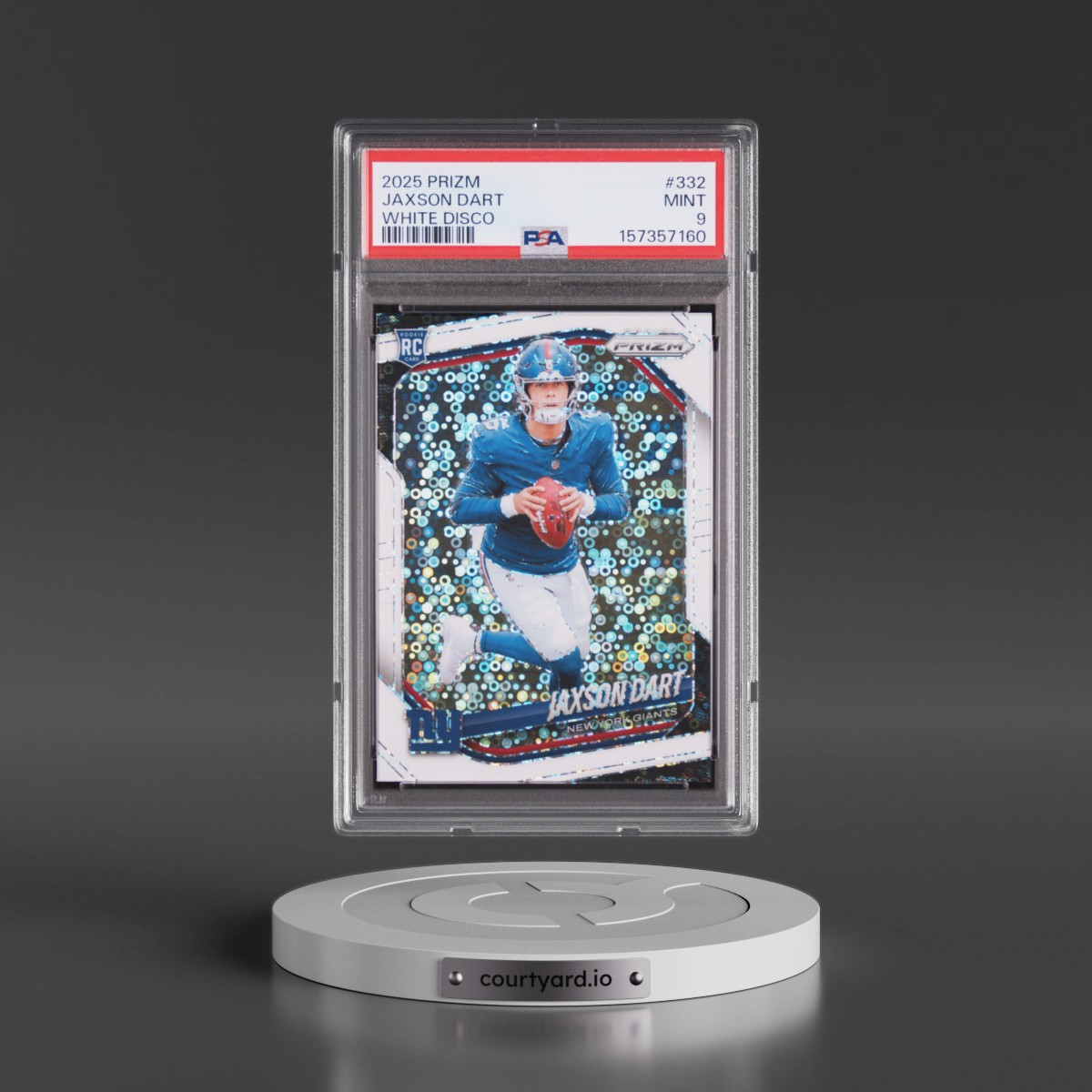 2025 Panini Prizm #332 Jaxson Dart - White Disco (PSA 9 MINT)