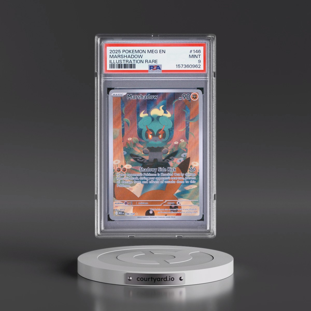 2025 Pokémon Meg EN-Mega Evolution #146 Marshadow - Illustration Rare (PSA 9 MINT)