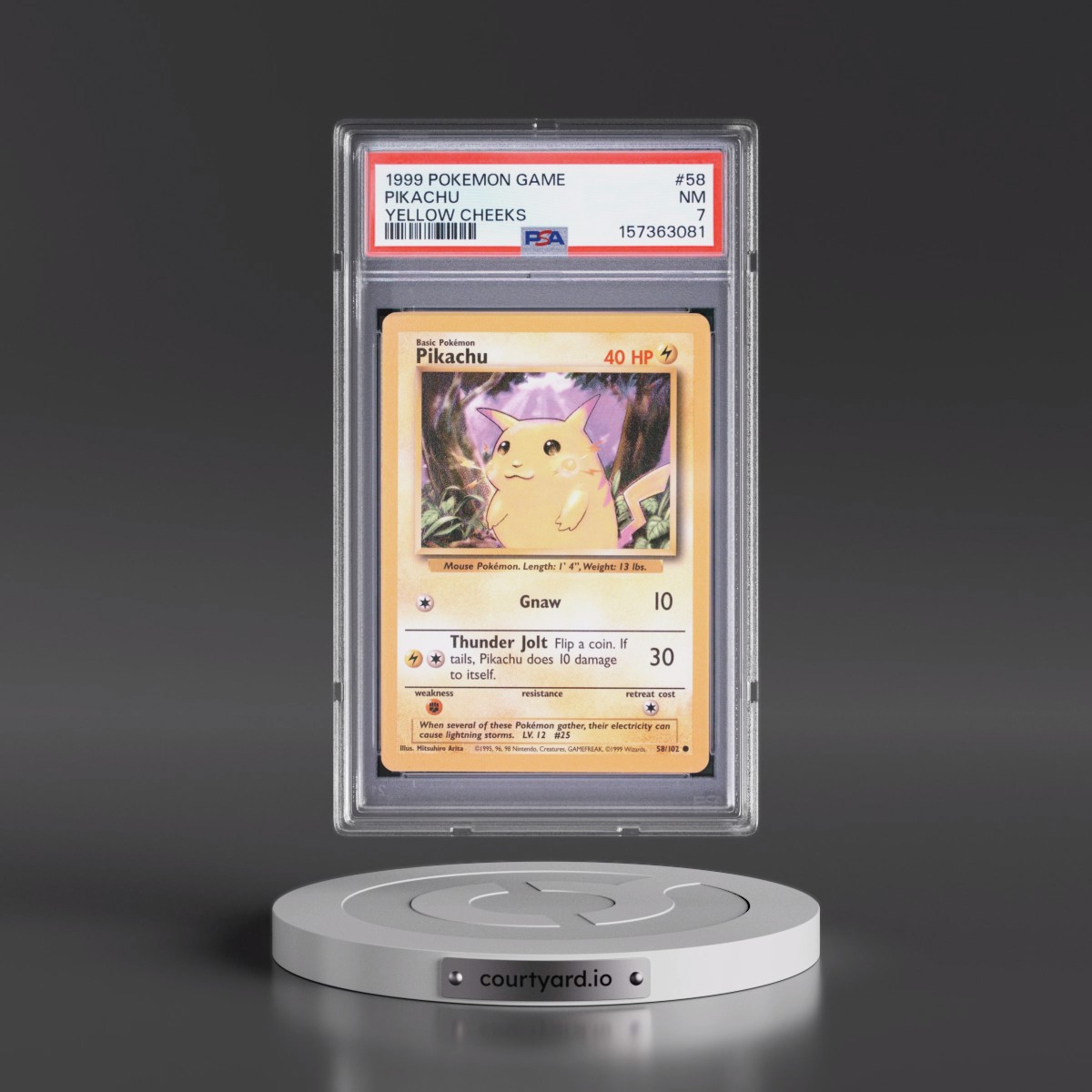 1999 Pokémon Game #58 Pikachu - Yellow Cheeks (PSA 7 NM)