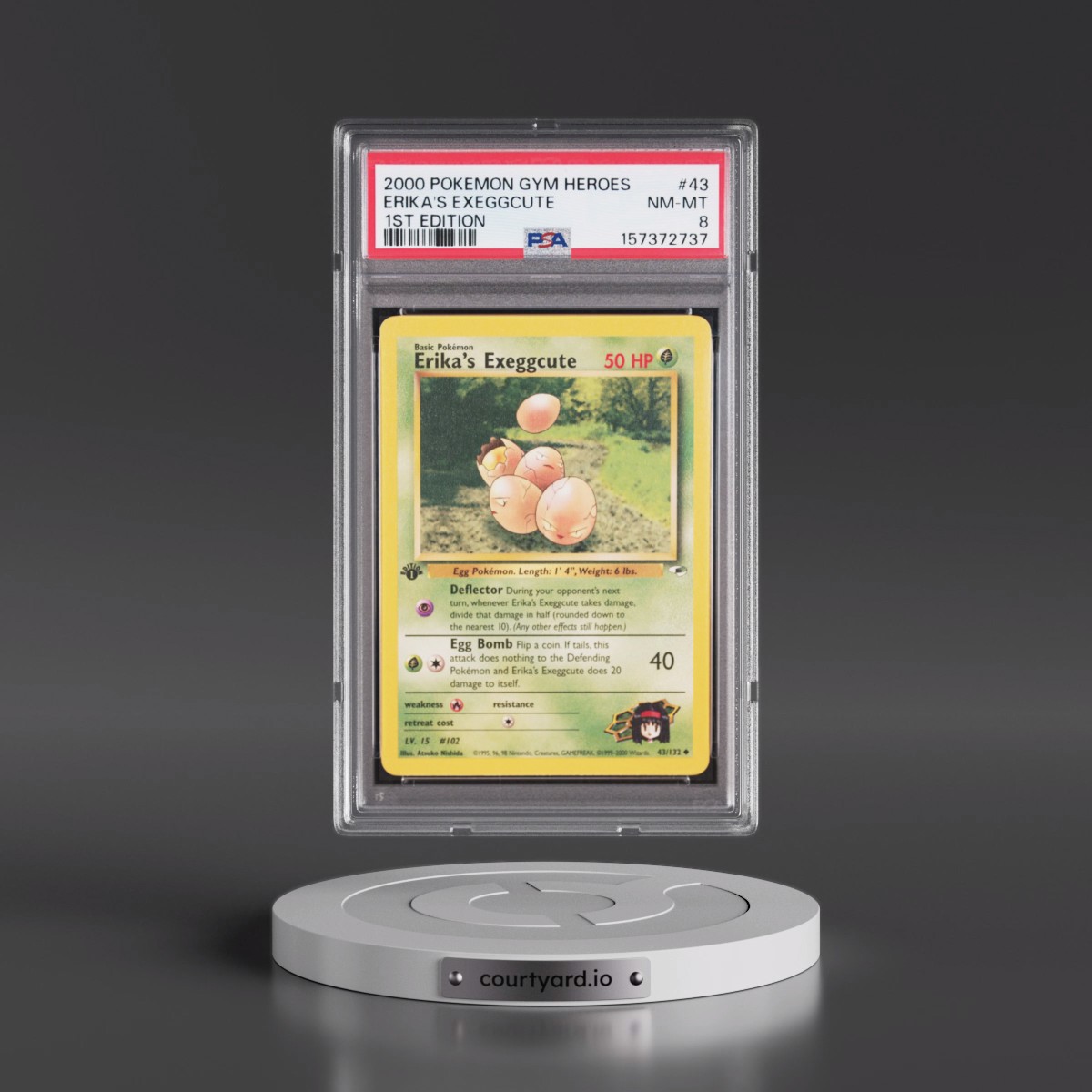 2000 Pokémon Gym Heroes #43 Erika's Exeggcute - 1st Edition (PSA 8 NM-MT)