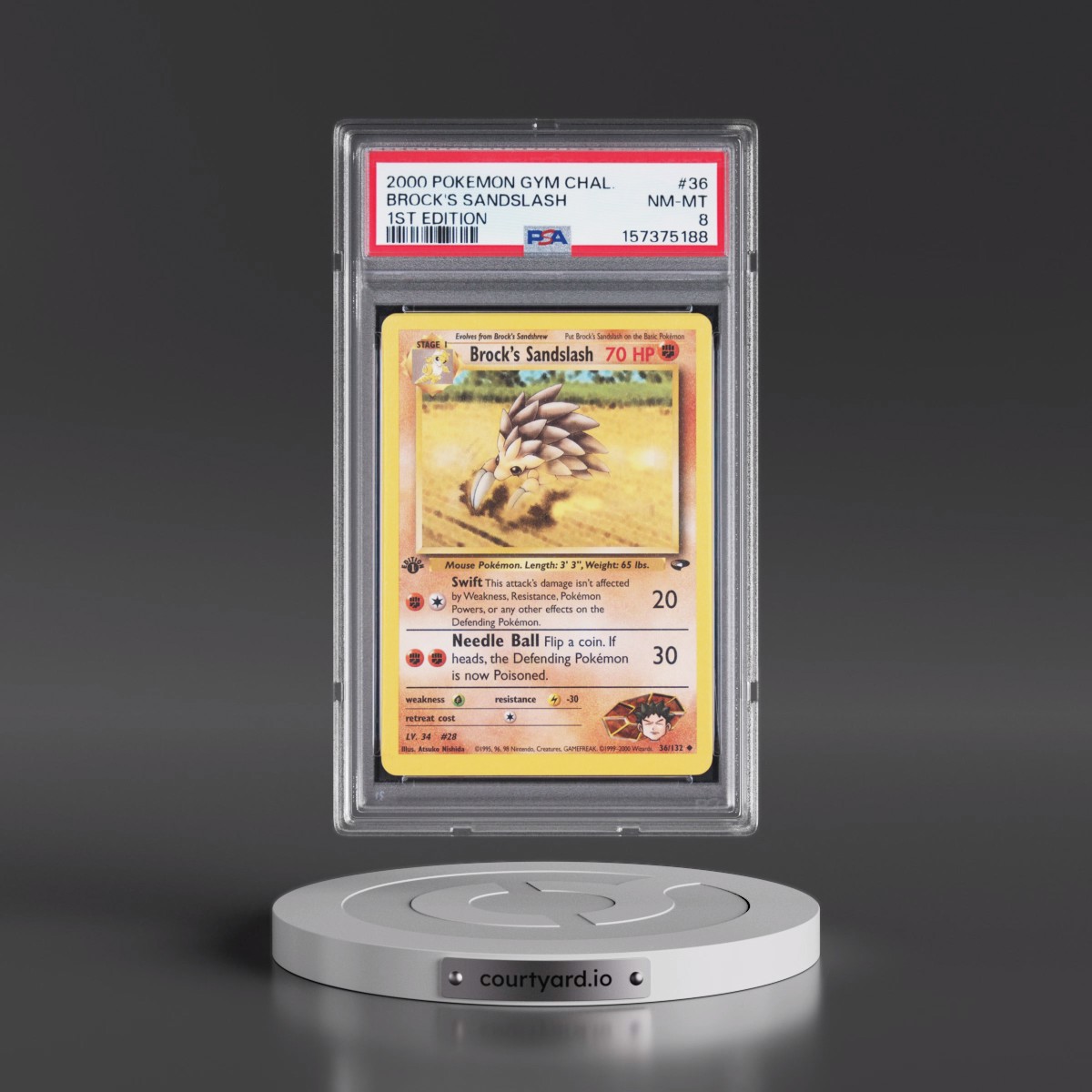 2000 Pokémon Gym Challenge #36 Brock's Sandslash - 1st Edition (PSA 8 NM-MT)
