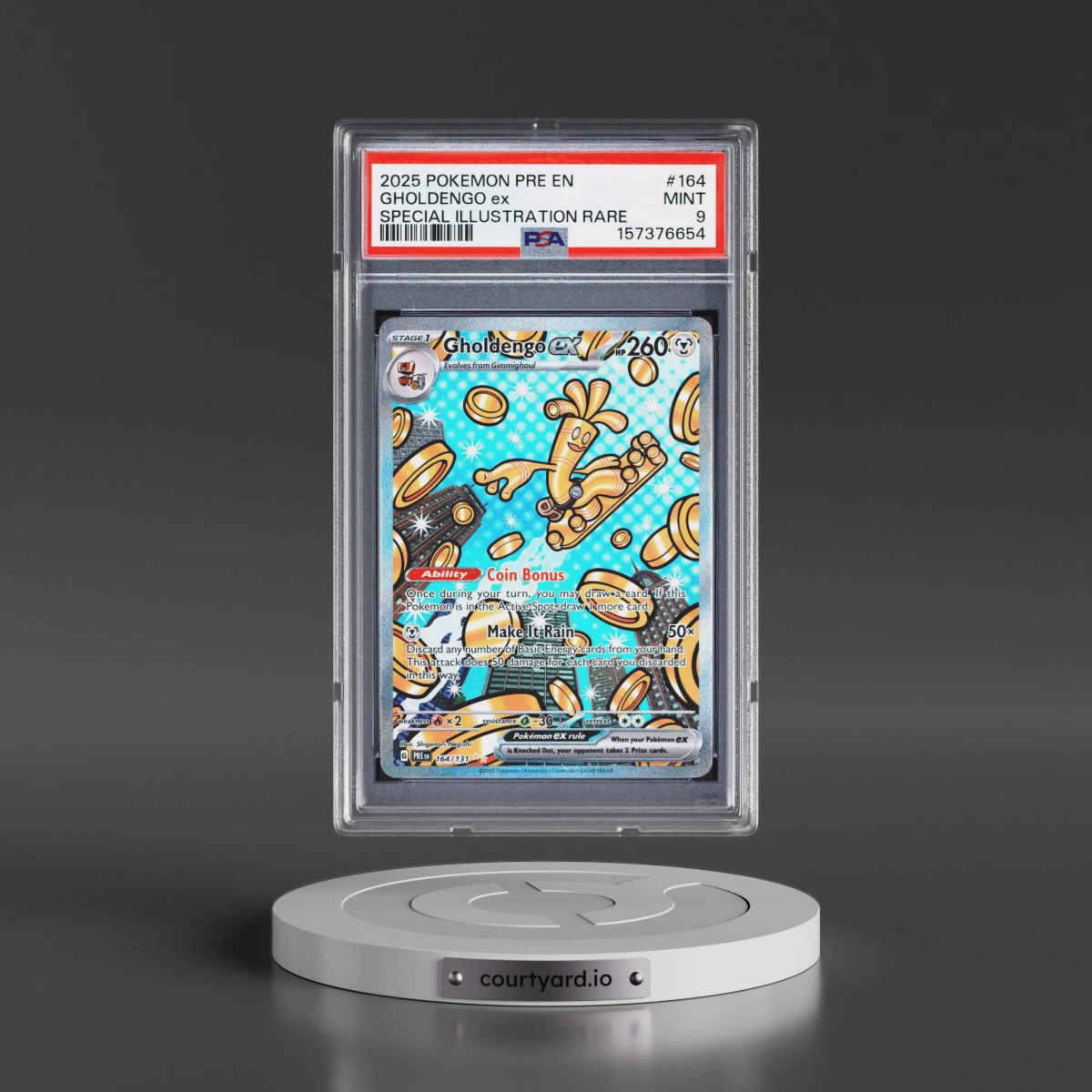 2025 Pokémon Pre EN-Prismatic Evolutions #164 Gholdengo EX - Holo Special Illustration Rare (PSA 9 MINT)