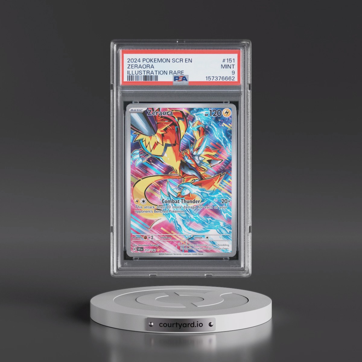 2024 Pokémon Scr EN-Stellar Crown #151 Zeraora - Illustration Rare (PSA 9 MINT)