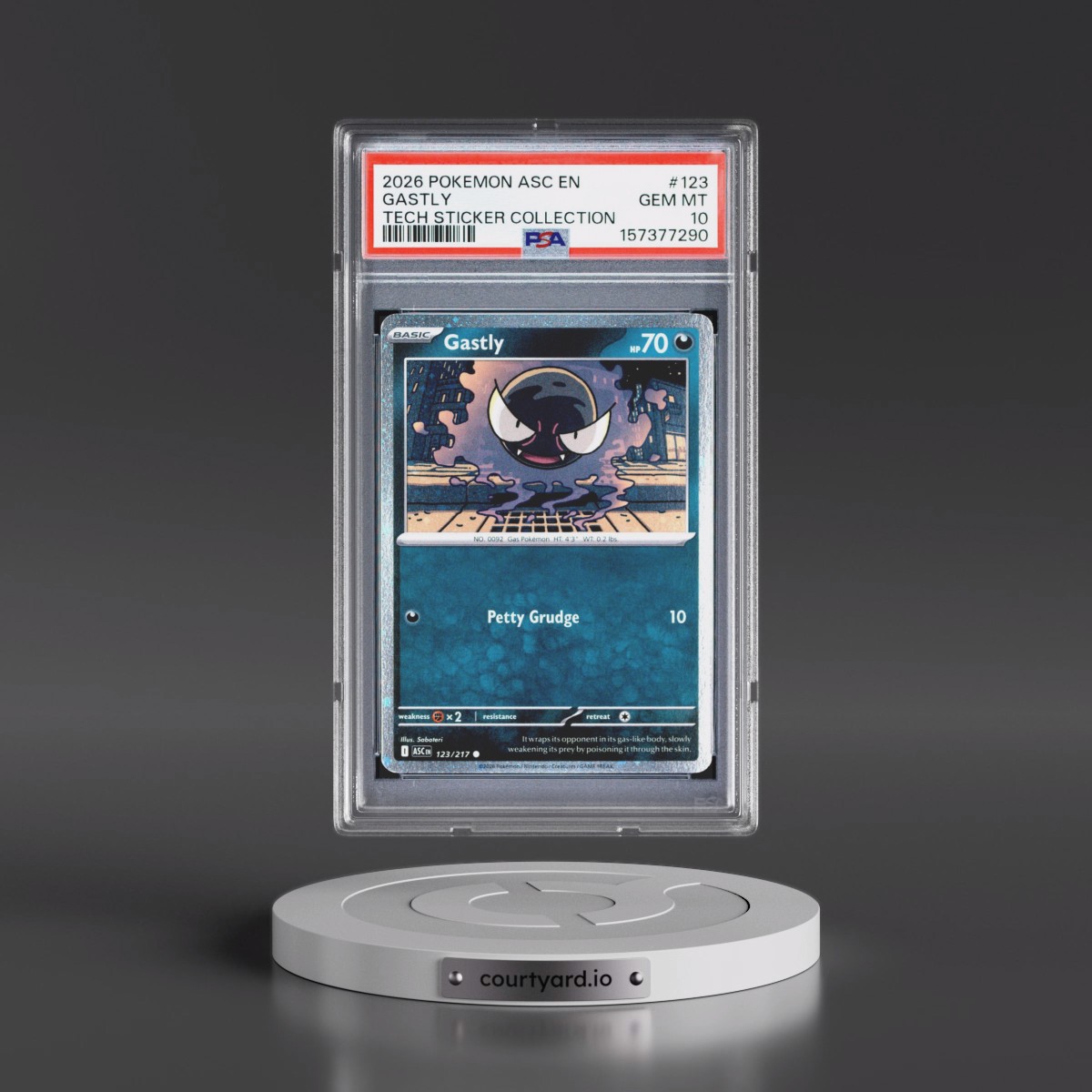 2026 Pokémon Asc EN-Ascended Heroes #123 Gastly - Tech Sticker Collection (PSA 10 GEM MINT)