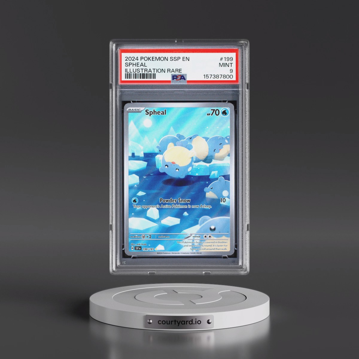 2024 Pokémon Ssp EN-Surging Sparks #199 Spheal - Illustration Rare (PSA 9 MINT)