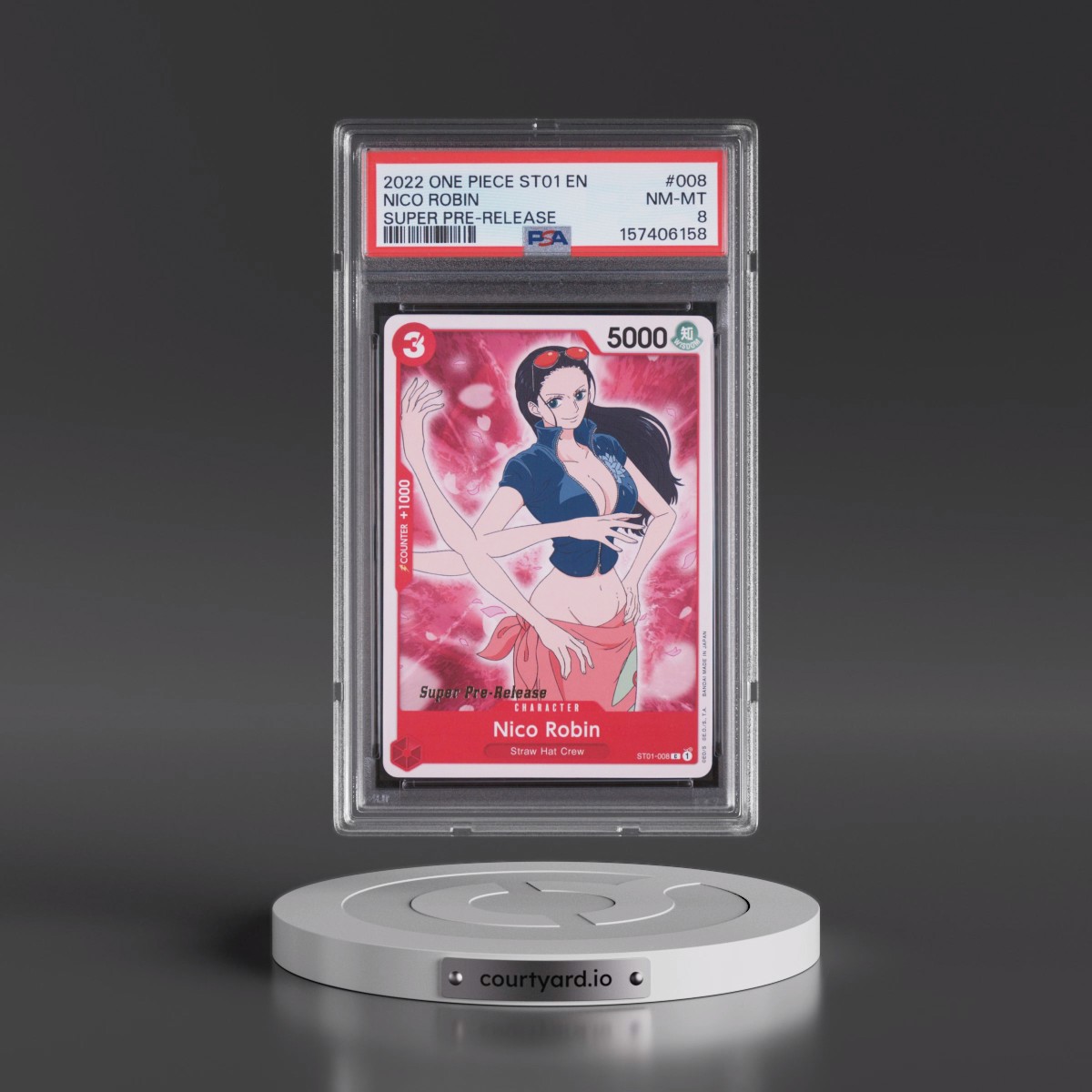 2022 One Piece Starter Deck ST01-Straw Hat Crew #008 Nico Robin - Super Pre-Release (PSA 8 NM-MT)