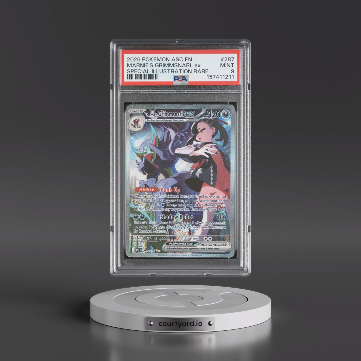 2026 Pokémon Asc EN-Ascended Heroes #287 Marnie's Grimmsnarl EX - Holo Special Illustration Rare (PSA 9 MINT)