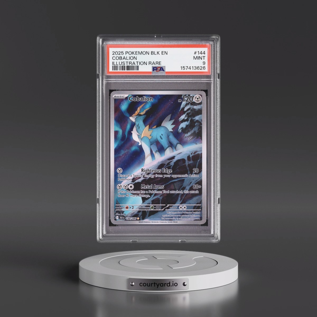 2025 Pokémon Blk EN-Black Bolt #144 Cobalion - Illustration Rare (PSA 9 MINT)