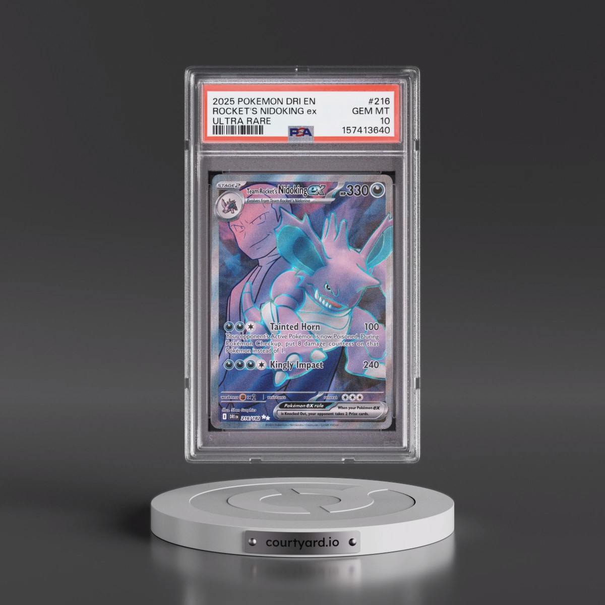 2025 Pokémon Dri EN-Destined Rivals #216 Team Rocket's Nidoking EX - Holo Ultra Rare (PSA 10 GEM MINT)
